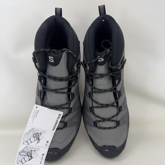 Salomon X Ultra 360 Mid CSWP Hiking Boots Grey Black Maroon Men’s Size 10.5 - Picture 7 of 9